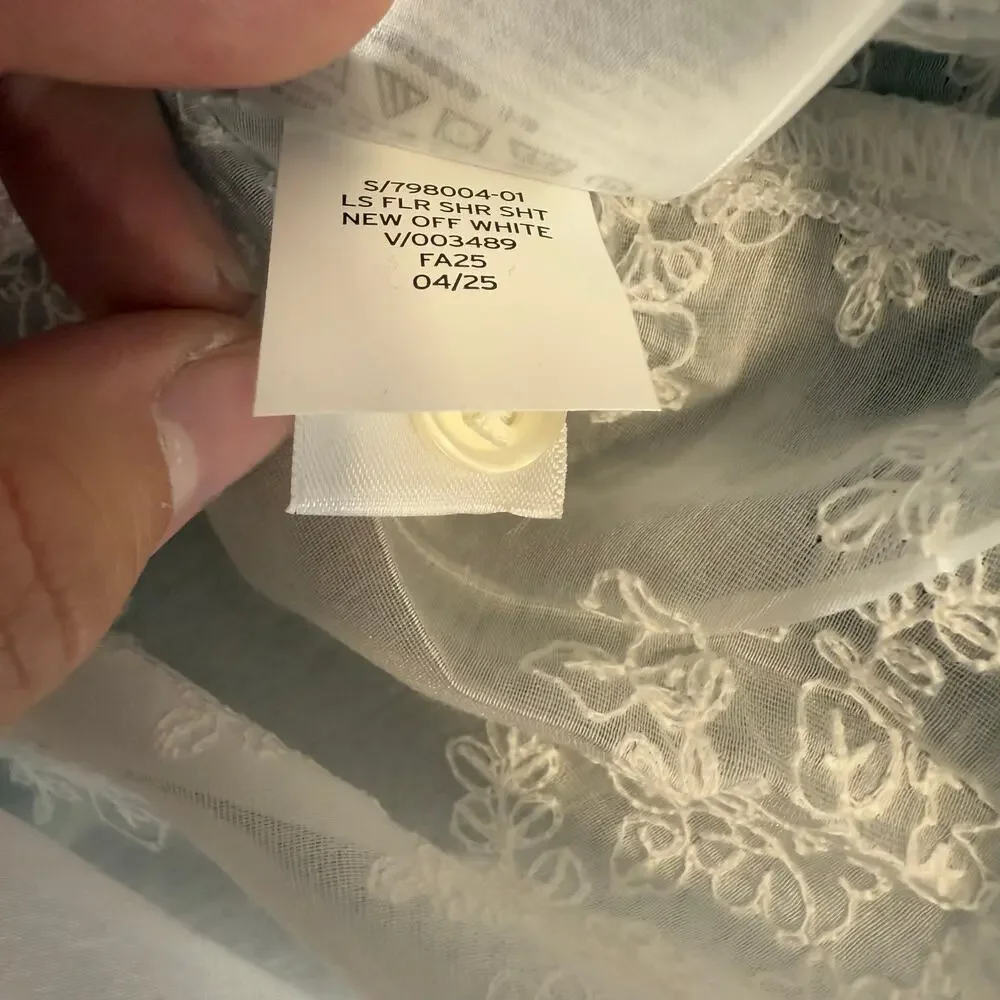 Gap Sheer Voile Floral Shirt, White, S 798004 - Picture 5 of 6